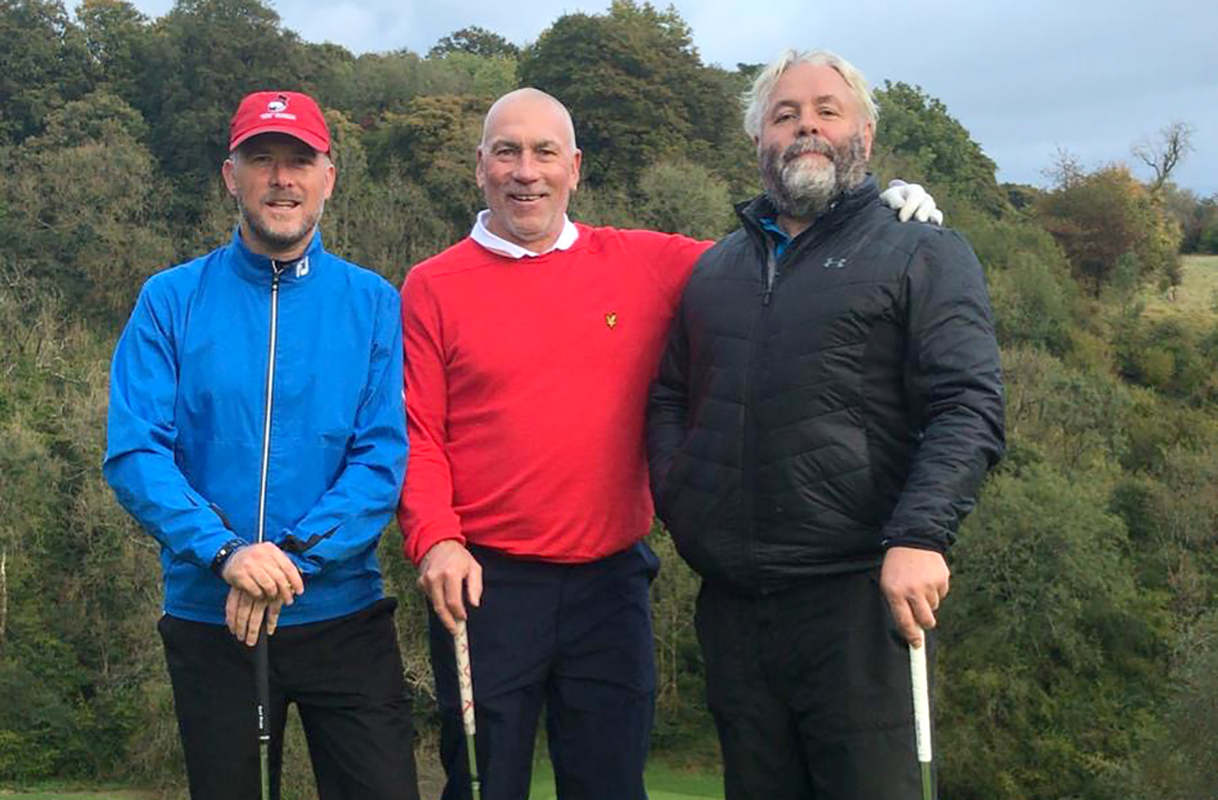 Captain D'Arcy, Pete Keen and Clive Snashall waiting to Play the 17th at Manor House, Castle Combe